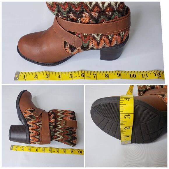 Soda Aztec Tapestry Chunky Heel Baggy Buckle Boots – Size 7.5 - Picture 14 of 16